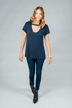 Short Sleeve V-Neck Cut Out Shirt